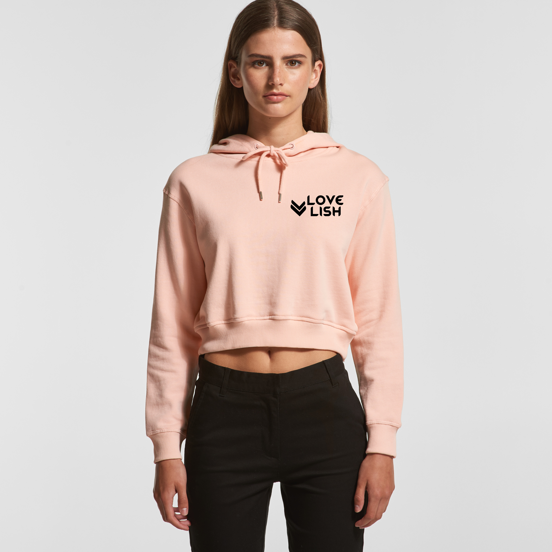 4122 CROP HOOD PINK FRONT MODEL LL